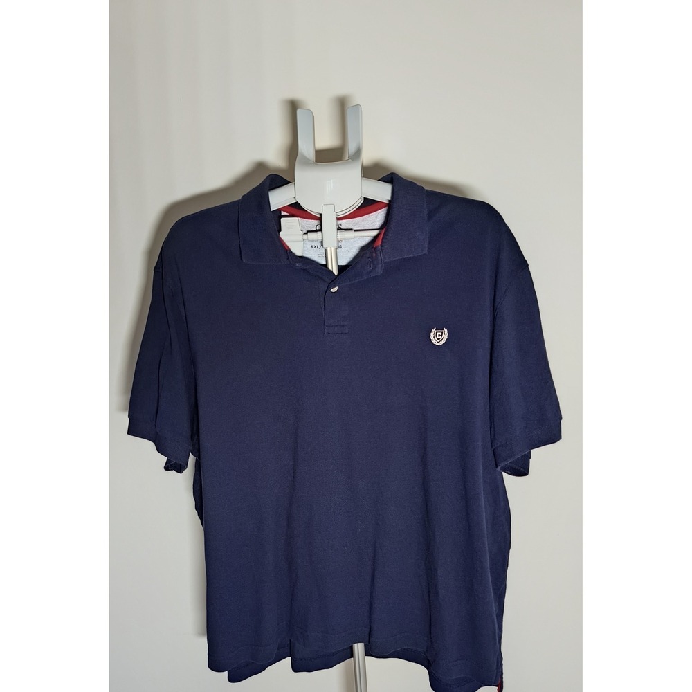 Chaps Mens Everyday Polo Shirt XXL Navy Blue Cotton  Short Sleeve Crest Logo